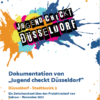 Cover der Dokumentation Jugend checkt Düsseldorf im Stadtbezirk 3 mit bunten Farbklecksen
