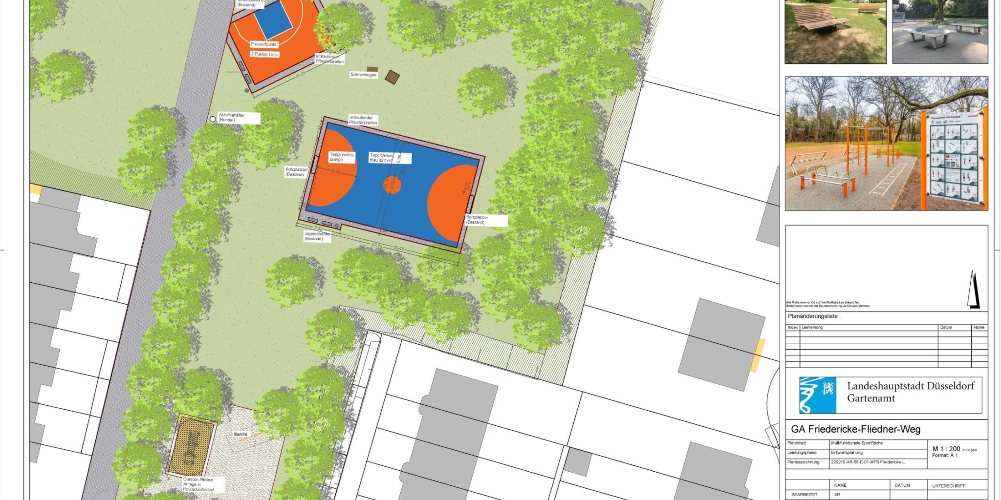 MfS Friedericke Fliedtner Weg Bauplan der multifunktionalen Sportanlage in