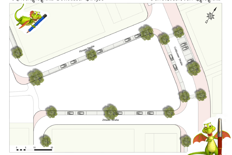 Draufsicht der zu gestaltenden Fläche Cottbusser Str./Pirnaer Str. wo ein neuer Spielplatz entstehen soll